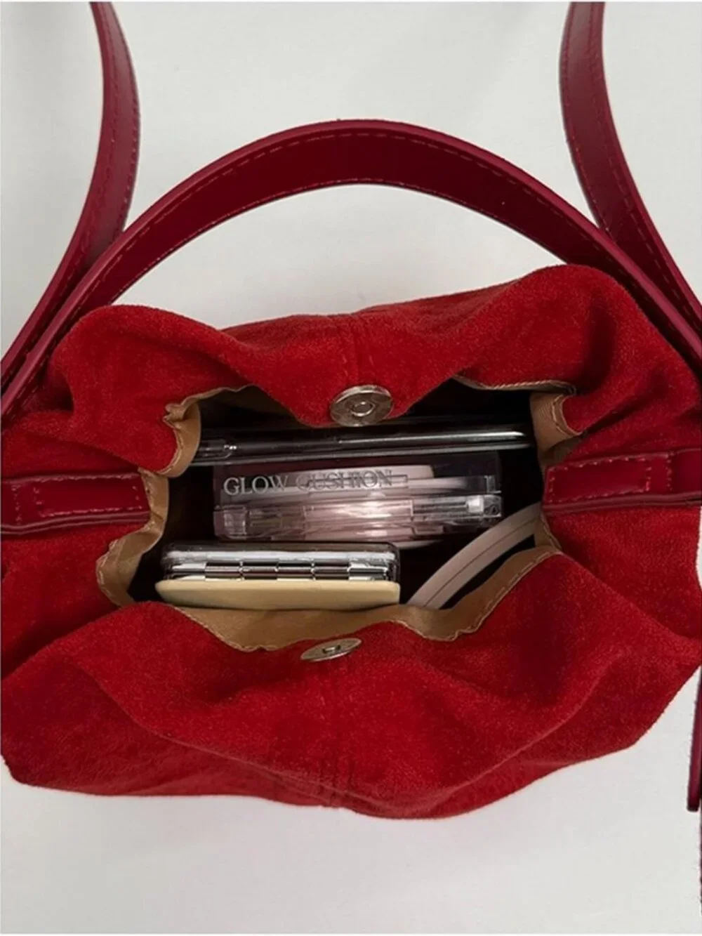 Vintage Suede Small Tote Bag | Drawstring Bucket Crossbody Purse for Everyday